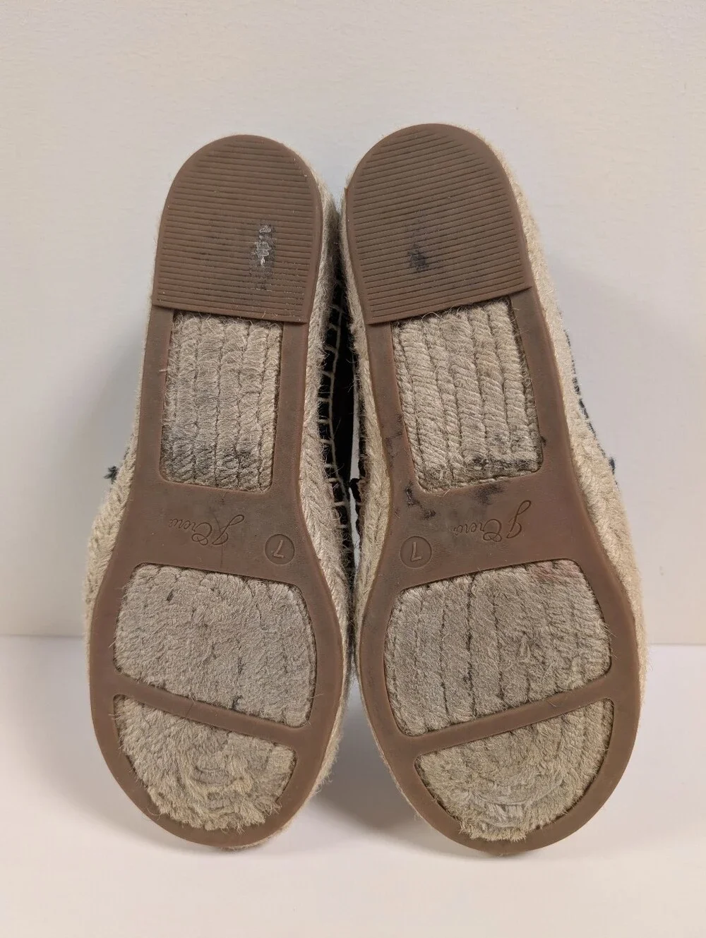 J. Crew Black Canvas Espadrilles Slip On Jute Sole Padded Casual Beachy Summer